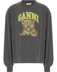 Ganni - Long-Sleeve Tiger-Print T-Shirt - Lyst