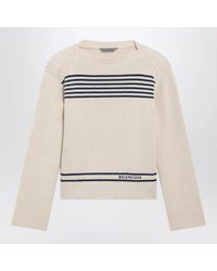 Balenciaga - Boat-Neck Ribbed Cotton Sweater - Lyst