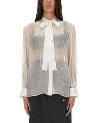Dolce & Gabbana - Chiffon Shirt With Bow - Lyst
