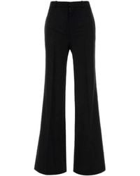 Chloé - Pantalon Tailleur En Laine Grain De Poudre Noir Trousers - Lyst