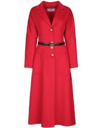 Elisabetta Franchi - Belted Overcoat - Lyst