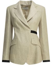 Max Mara - Linen Acetate Polyester Linen Double-Breasted Blazer - Lyst