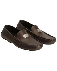 Dolce & Gabbana - Dolce & Gabbana Dark Leather Flat Shoes - Lyst