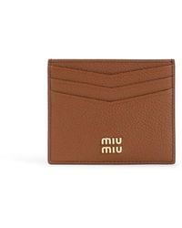 Miu Miu - Cognac Calf Leather Card Case - Lyst