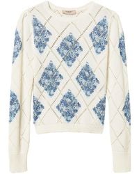 Twinset - Twinset Diamond-Pattern Floral Sweater - Lyst