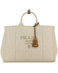 Prada - Sand Canvas Extra Large Jardiniã¨Re Shopping Bag - Lyst
