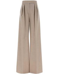 Max Mara - Sand Stretch Cashmere Wide-Leg Pant - Lyst