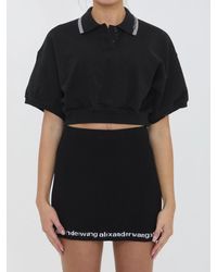 Alexander Wang - Cropped Cotton Polo Shirt - Lyst