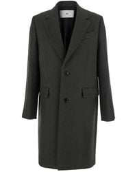 Ami Paris - Tailored Wool Coat With Notch Lapel - Lyst