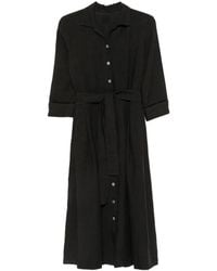 120% Lino - Linen Dress With Belt - Lyst