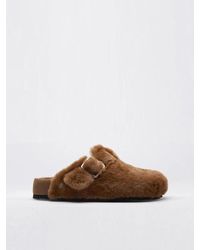 Birkenstock - Boston Sk1 Shearling Caramel Sandal - Lyst