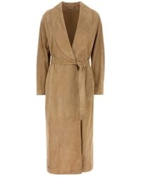 Fendi - Camel Suede Coat - Lyst