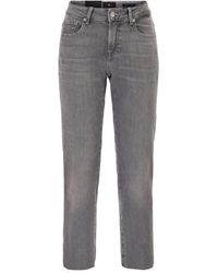 7 For All Mankind - Calie Straight Ankle Stretch Denim Jeans With Metallic Fibre - Lyst