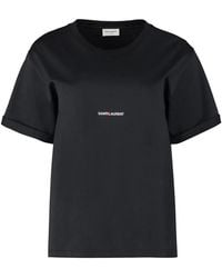 Saint Laurent - Cotton Logo T-Shirt - Lyst