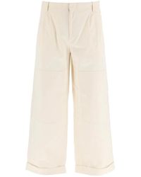 Etro - Melange Ivory Stretch Cotton Wide-Leg Pant - Lyst