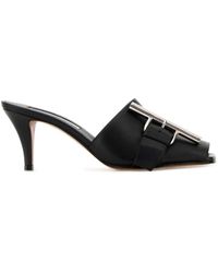 McQueen - Buckle-Detail Leather Mule Heels - Lyst