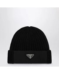 Prada - Wool And Re-Nylon Hat With Triangle Logo - Lyst