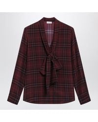 Burberry - Check Silk Shirt - Lyst