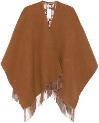 Fendi - Fringed Woven Poncho Cape - Lyst