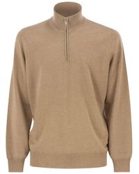 Brunello Cucinelli - Cashmere Turtleneck Sweater With Zipper - Lyst