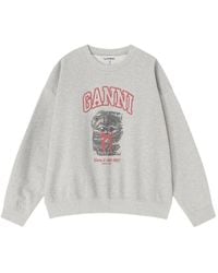 Ganni - Sweatshirt With Print Organic Cotton Sweatshirts - Lyst
