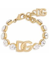Dolce & Gabbana - Dolce & Gabbana Dg-Logo Rhinestone Bracelet - Lyst