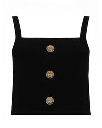 Balmain - Knit Bralette Top With Buttons - Lyst