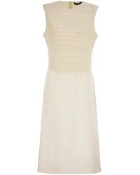 Fabiana Filippi - Midi Dress With Crochet Bodice And Fluid Skirt - Lyst