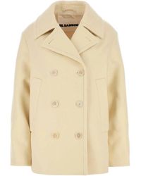 Jil Sander - Cream Wool Coat - Lyst