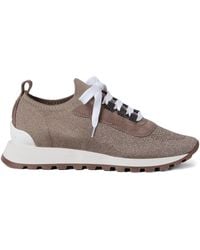 Brunello Cucinelli - Suede Sneakers With Monili - Lyst