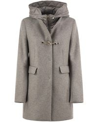 Fay - Wool-Blend Coat With Padded Bib And Hood - Lyst