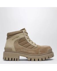 Balenciaga - Sand-Colored Nubuck Combat Strike Boots - Lyst
