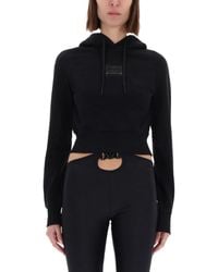 Versace Jeans Couture - Cropped Sweatshirt With Baroque Logo Patch - Lyst