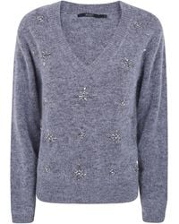 Seventy - V Neck Sweater With Stones - Lyst