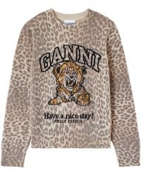 Ganni - Tiger-Print Sweater - Lyst