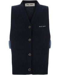 Miu Miu - Knitted V Neck Sweater - Lyst