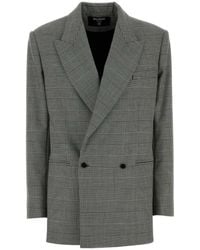 Balmain - Houndstooth Double-Breasted Wool-Blend Blazer - Lyst