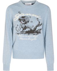 Ganni - Intarsia-Knit Crew-Neck Sweater - Lyst