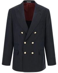 Brunello Cucinelli - Silk Twill And Linen Délavé Blazer - Lyst