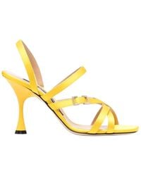 Sergio Rossi - Crepe Satin Leather Heeled Sandal - Lyst
