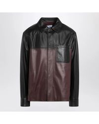 Loewe - Burgundy Leather Overshirt - Lyst