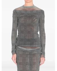 Jean Paul Gaultier - Mesh Top Double Layer Printed Body Shadow And Prince Of Wales - Lyst