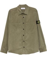 Stone Island - Corduroy-Texture Logo-Patch Shirt - Lyst
