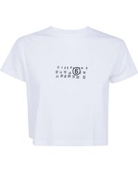 MM6 by Maison Margiela - Cropped Logo T-Shirt - Lyst