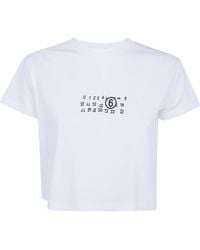 MM6 by Maison Margiela - Cropped Logo T-Shirt - Lyst