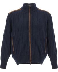 Paul & Shark - Wool-Cashmere Ribbed Knit Zip-Through Knit - Lyst