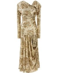 Ganni - Printed Velvet Dress - Lyst