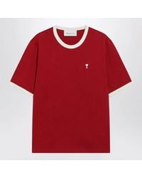 Ami Paris - Ruby/Ivory Ami De Coeur Cotton T-Shirt - Lyst