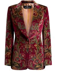 Etro - Velvet Blazer With Floral Design - Lyst