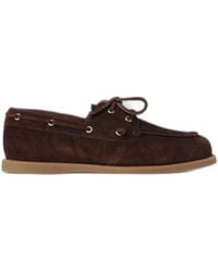 Etro - Calfskin Printed Suede Boat Shoes - Lyst